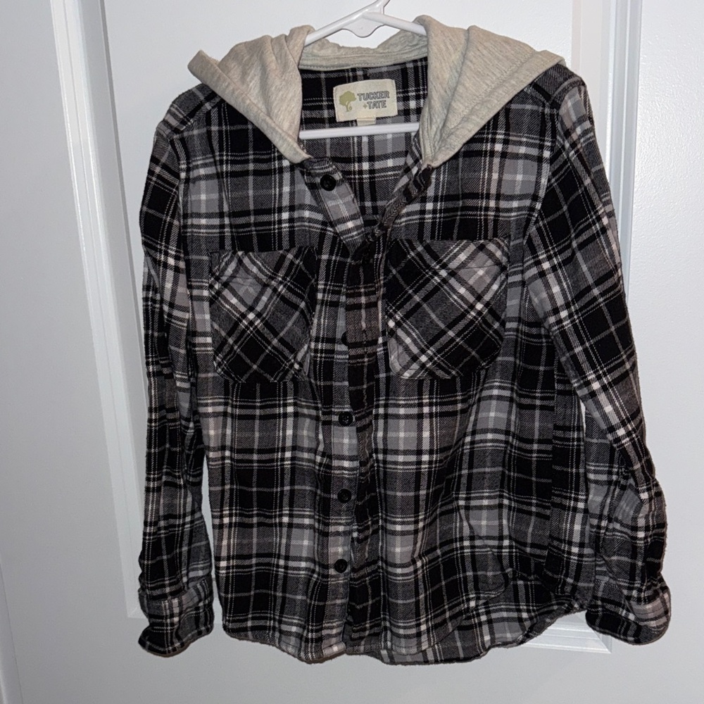 Tucker and Tate Black and White Plaid Hoodie